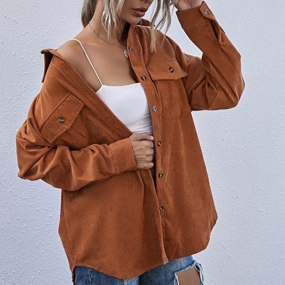 MODA ME COUTURE Tops - CASUAL DOLLZ Rusty Brown Boyfriend oversized Butto